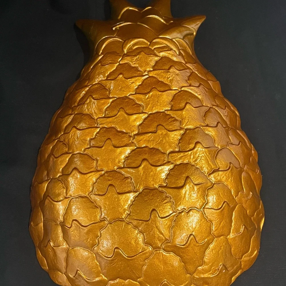 Pineapple Iridescent Art Turkish Glass Display Serving Dish 13” x 9” New